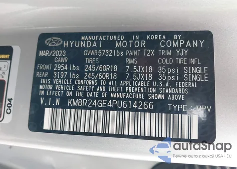 2023 Hyundai Palisade Sel from USA, damaged, VIN KM8R24GE4PU614266